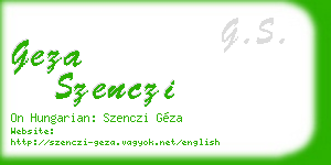 geza szenczi business card